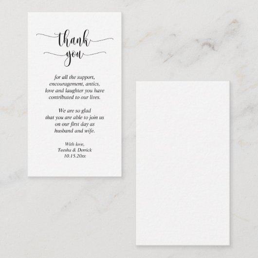 Wedding Hartelijk dank, modern script Informatiekaartje (Voorkant / Achterkant)