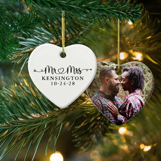Wedding Heart Arrows Mr Mrs Pas getrouwd Foto Keramisch Ornament