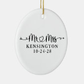 Wedding Heart Arrows Pas getrouwd Verloving Foto Keramisch Ornament (Rechts)