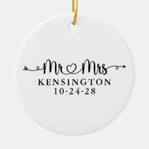 Wedding Heart Arrows Pas getrouwd Verloving Foto Keramisch Ornament