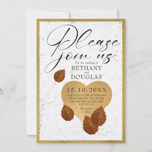 Wedding-Heart Carving Invitation Kaart (Voorkant)