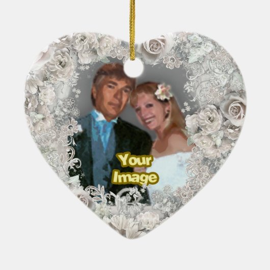 () Wedding Heart Keramisch Ornament (Achterkant)