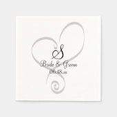 Wedding Heart Monogram Date Names Bride Groom Servet (Voorkant)