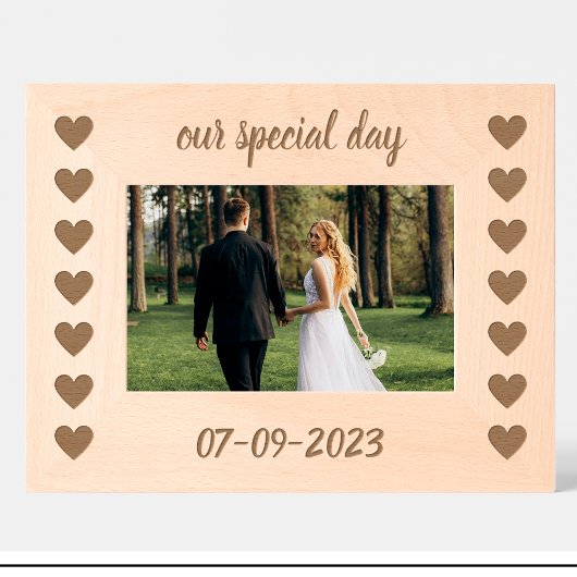 Wedding Heart Pattern Custom houten foto lijst Gegraveerde Lijstjes