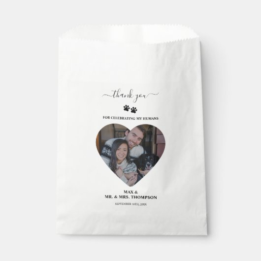 Wedding Heart Photo Couple Pet Dog My Humans  Bedankzakje (Voorkant)