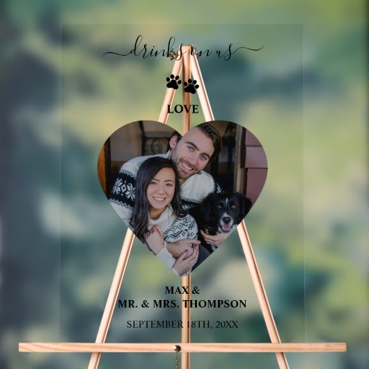 Wedding Heart Photo Paar Pet Dog Drink op ons Acryl Bord (Neutraal)
