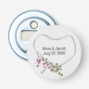 Wedding Heart Ribbon en Flowers Button Flesopener