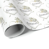 Wedding Heart Ribbon met Ivy Cadeaupapier (Rol Hoek)