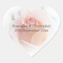 Wedding Heart Sticker Peach Pink Rosebud