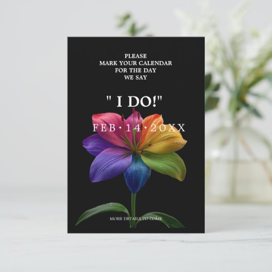 🌈 Wedding Hearts in Bloom Save The Date (Staand voorkant)