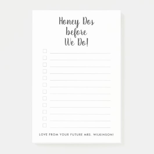 Wedding Honey Dos Checklist Post-it® Notes (Voorkant)