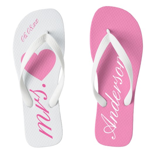 Wedding Honeymoon Bridal Pink Teenslippers (Voetbed)