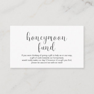 Wedding Honeymoon fonds, Minimal, Black font, Informatiekaartje