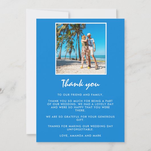 Wedding Honeymoon Foto Dank u Bedankkaart (Achterkant)