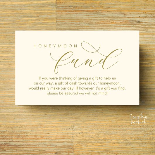Wedding Honeymoon Fund, A Note on Gifts Informatiekaartje