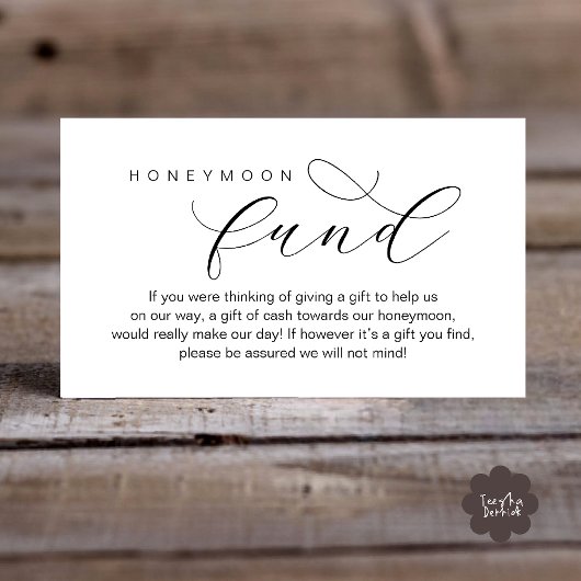 Wedding Honeymoon Fund, A Note on Gifts Informatiekaartje
