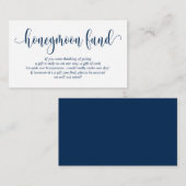 Wedding Honeymoon Fund en Wish, Modern Navy Blue Informatiekaartje (Voorkant / Achterkant)