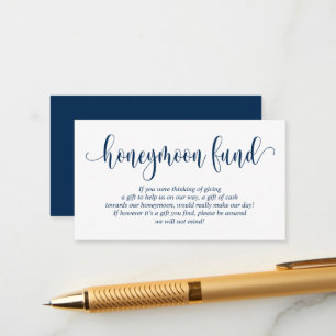 Wedding Honeymoon Fund en Wish, Modern Navy Blue Informatiekaartje