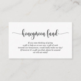 Wedding Honeymoon Fund en Wish, modern script Informatiekaartje