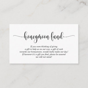 Wedding Honeymoon Fund en Wish, modern script Informatiekaartje