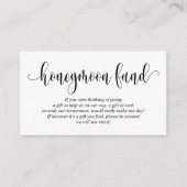 Wedding Honeymoon Fund en Wish, modern script Informatiekaartje (Voorkant)