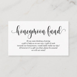Wedding Honeymoon Fund en Wish, modern script Informatiekaartje