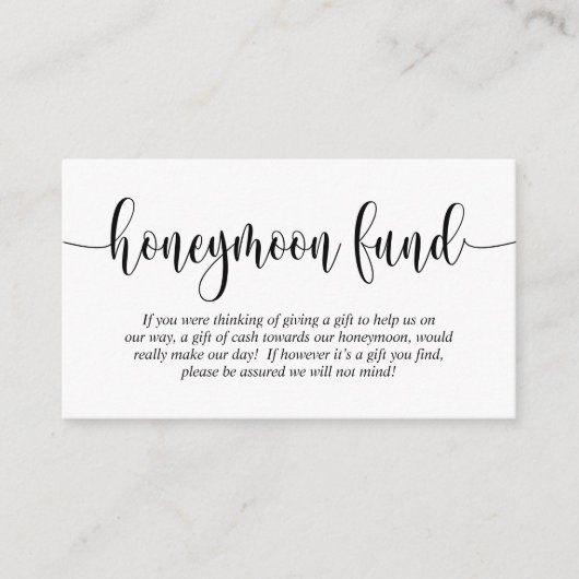 Wedding Honeymoon Fund en Wish, modern script Informatiekaartje (Voorkant)