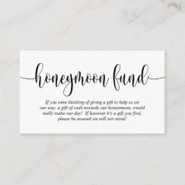 Wedding Honeymoon Fund en Wish, modern script Informatiekaartje