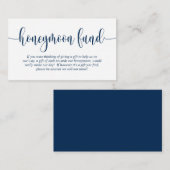 Wedding Honeymoon Fund en Wish, Navy Blue Informatiekaartje (Voorkant / Achterkant)
