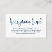 Wedding Honeymoon Fund en Wish, Navy Blue Informatiekaartje (Voorkant)