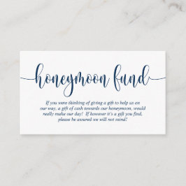 Wedding Honeymoon Fund en Wish, Navy Blue Informatiekaartje
