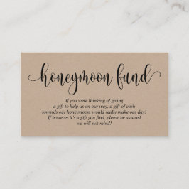 Wedding Honeymoon Fund en Wish, Rustic Kraft Informatiekaartje