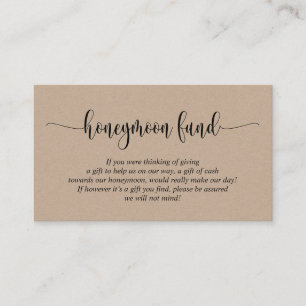 Wedding Honeymoon Fund en Wish, Rustic Kraft Informatiekaartje