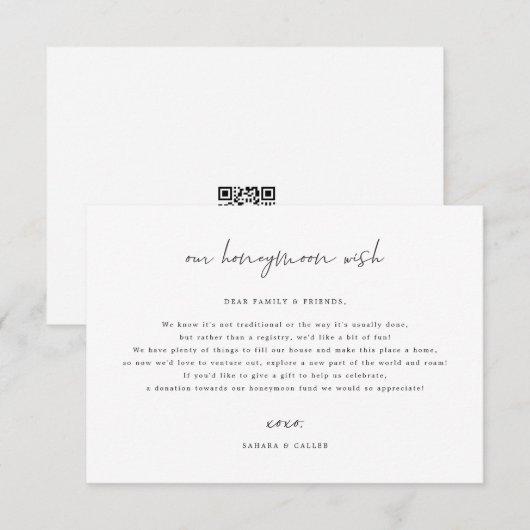 Wedding Honeymoon Fund Gift Request Enclosure Kaar Save The Date (Voorkant / Achterkant)