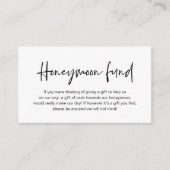Wedding Honeymoon Fund, Huwelijkscadeaus in contan Informatiekaartje (Voorkant)