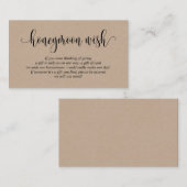 Wedding Honeymoon Fund of Wish, Brown Kraft Informatiekaartje (Voorkant / Achterkant)