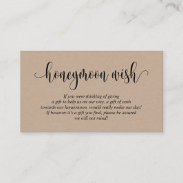 Wedding Honeymoon Fund of Wish, Brown Kraft Informatiekaartje