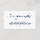 Wedding Honeymoon Fund of Wish, Modern Navy Blue Informatiekaartje (Voorkant)