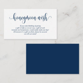 Wedding Honeymoon Fund of Wish, Modern Navy Blue Informatiekaartje