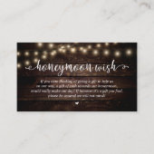 Wedding Honeymoon Fund Wish, Rustic String Lights Informatiekaartje (Voorkant)