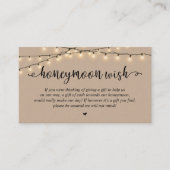 Wedding Honeymoon Fund Wish, Rustic String Lights Informatiekaartje (Voorkant)