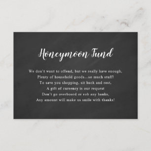 Wedding Honeymoon-kaart Kalkbord Kaart