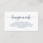 Wedding Honeymoon Wish Fund, Modern Navy Blue Informatiekaartje (Voorkant)