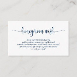 Wedding Honeymoon Wish Fund, Modern Navy Blue Informatiekaartje