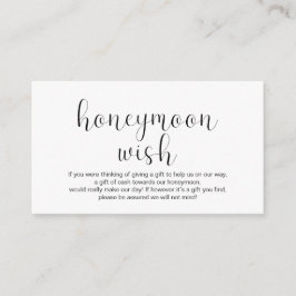 Wedding Honeymoon wish, Minimal, Black font, Informatiekaartje