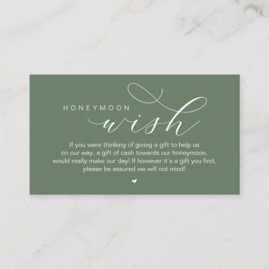 Wedding Honeymoon Wish, Modern Classy  Informatiekaartje (Voorkant)