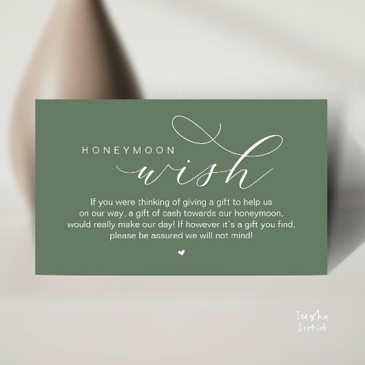Wedding Honeymoon Wish, Modern Classy  Informatiekaartje