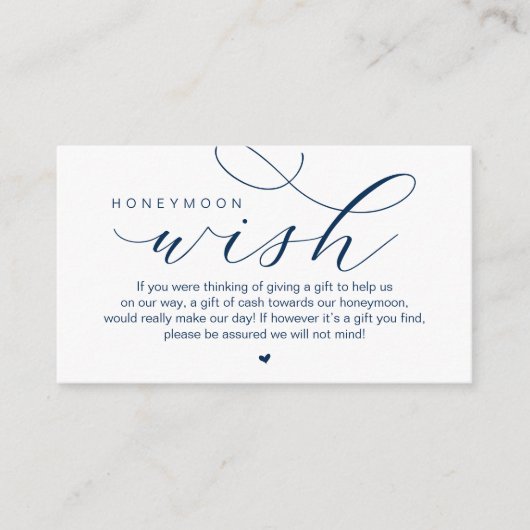 Wedding Honeymoon Wish, Modern elegance minimal Informatiekaartje (Voorkant)