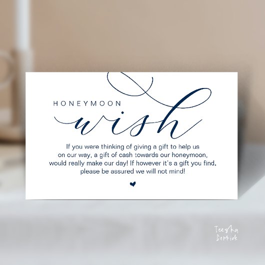 Wedding Honeymoon Wish, Modern elegance minimal Informatiekaartje