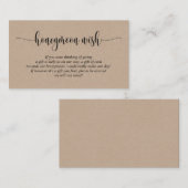 Wedding Honeymoon Wish of Fund, Brown Kraft Informatiekaartje (Voorkant / Achterkant)